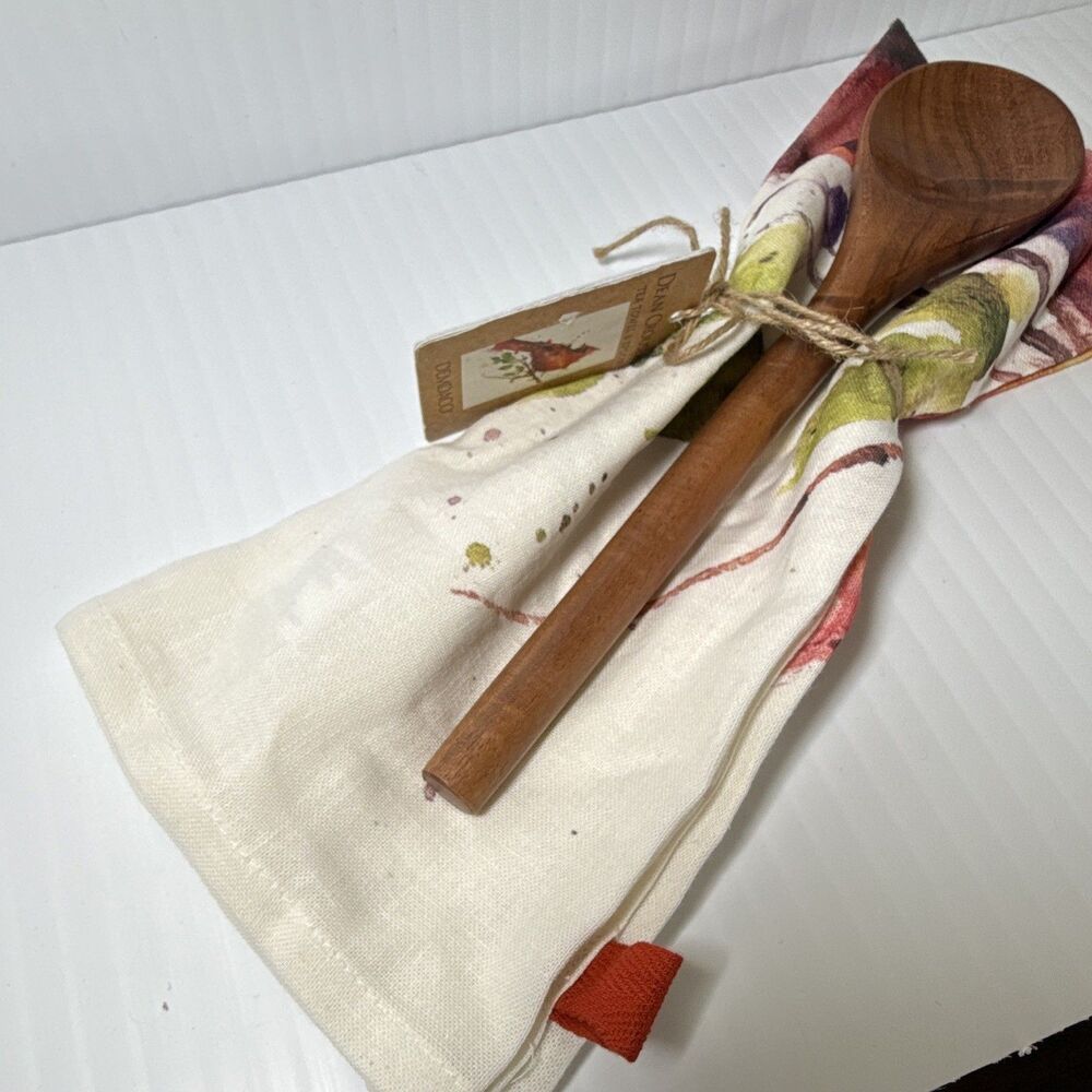 DEMDACO Dean Crouser Cardinal Bird Tea Towel & Spoon 2pc Set, Machine Wash - Picture 6 of 6